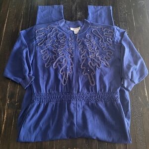 Vintage Adolfo Sport Polyester And Rayon Jumpsuit With Beaded Embellishment XS